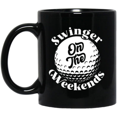 Swinger On The Weekends Black Mug 11oz (2-sided)