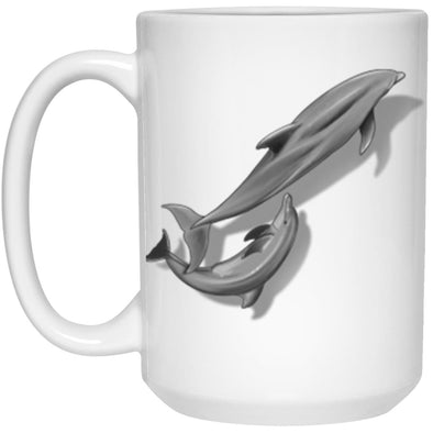 Dolphins Shadow White Mug 15oz (2-sided)