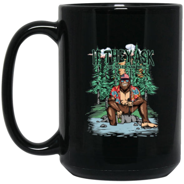 Bigfoot Fishing Black Mug 15oz (2-sided)