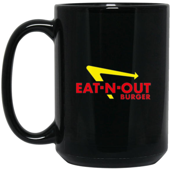 Eat-N-Out Burger Black Mug 15oz (2-sided)