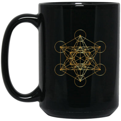 Metatron's Cube Black Mug 15oz (2-sided)