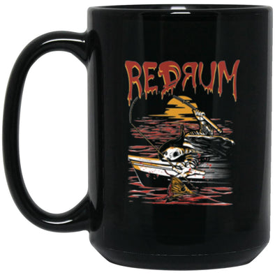 Red Drum (Back Print) Black Mug 15oz (2-sided)