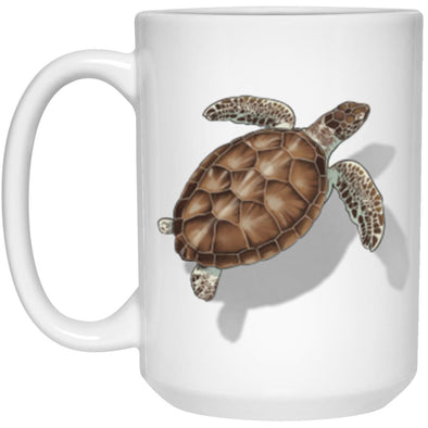 Sea Turtle Shadow White Mug 15oz (2-sided)