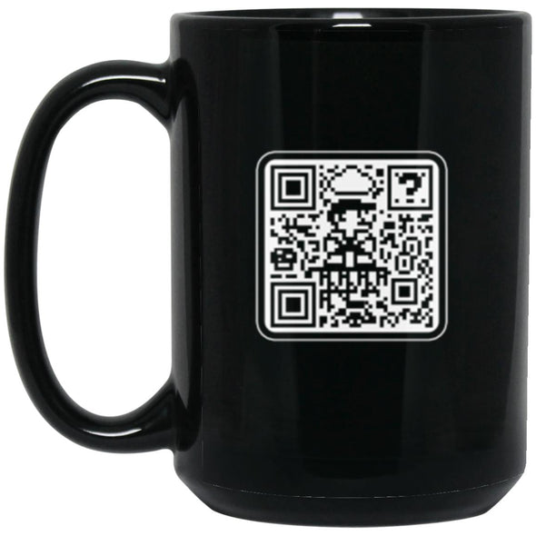 Mario QR Code 15oz Black Mug