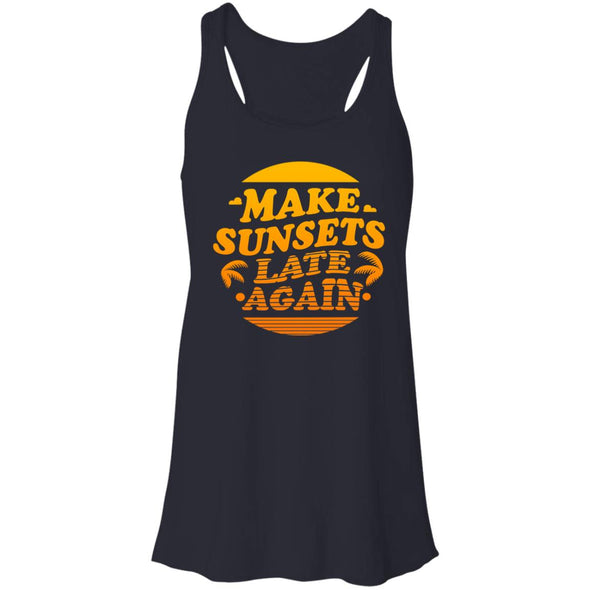 Make Sunsets Late Again  Flowy Racerback Tank