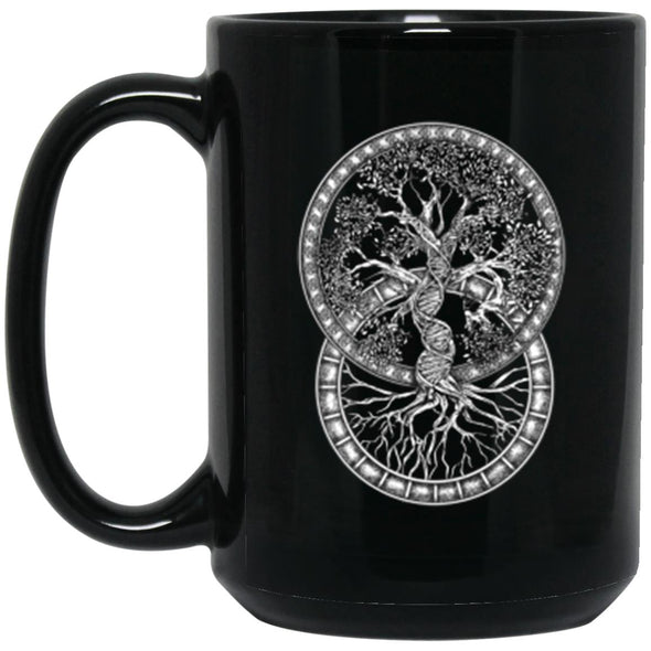 Double Helix Tree Of Life Black Mug 15oz (2-sided)