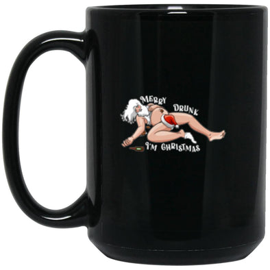 Merry Drunk Christmas Black Mug 15oz (2-sided)