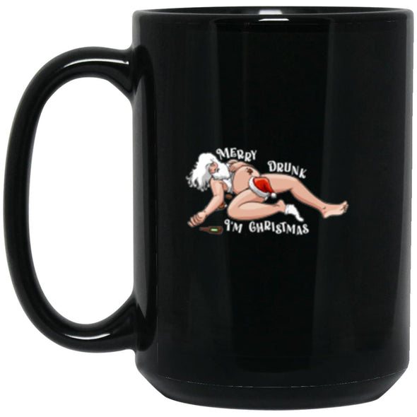 Merry Drunk Christmas Black Mug 15oz (2-sided)