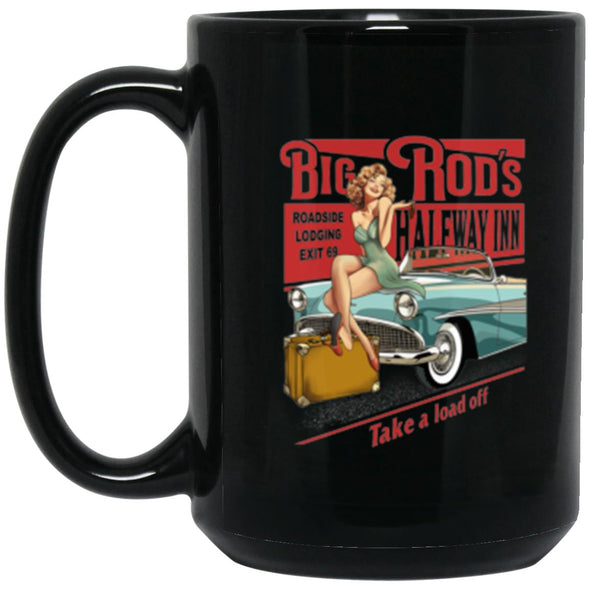 Big Rod's Halfway Inn Black Mug 15oz (2-sided)