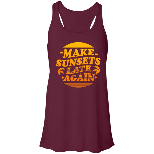 Make Sunsets Late Again  Flowy Racerback Tank