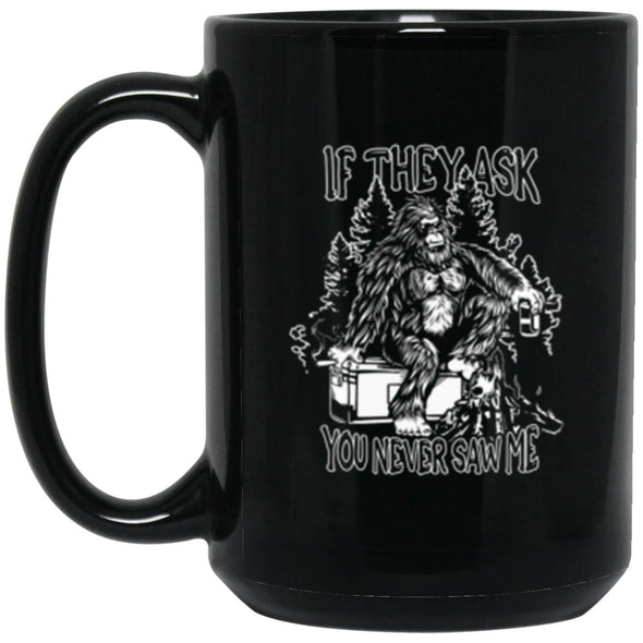 Bigfoot Camping Black Mug 15oz (2-sided)