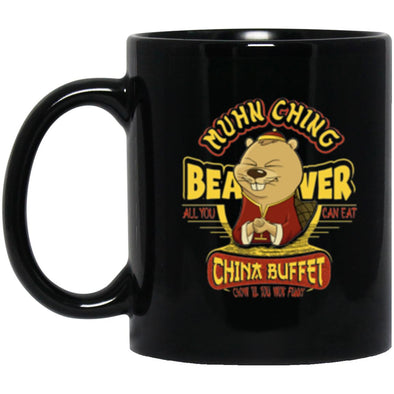 Muhn Ching Beaver Buffet Black Mug 11oz (2-sided)