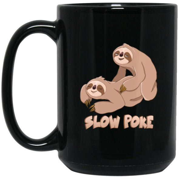 Slow Poke Sloth Black Mug 15oz (2-sided)