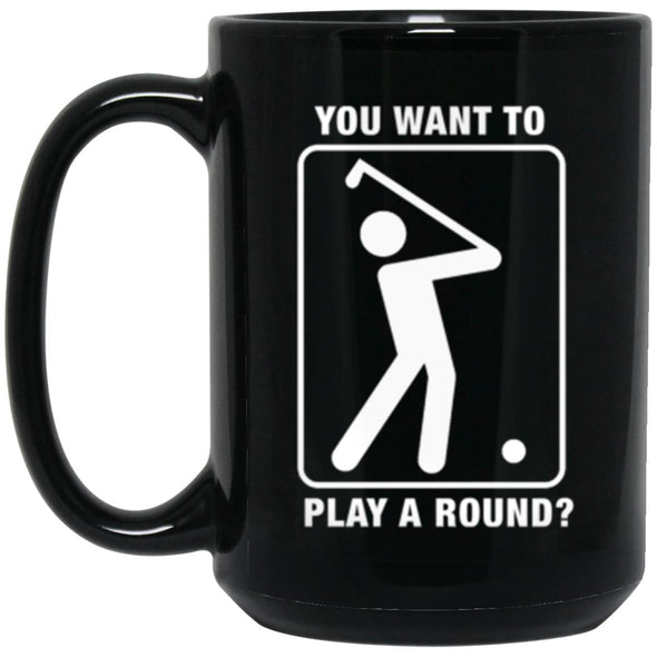 Play A Round Black Mug 15oz (2-sided)
