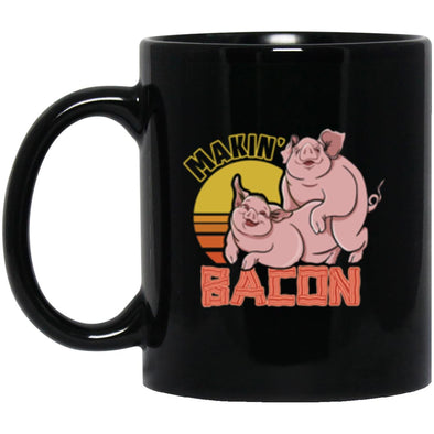 Makin' Bacon Black Mug 11oz (2-sided)