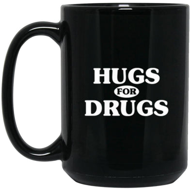 Hugs for Drugs Black Mug 15oz (2-sided)
