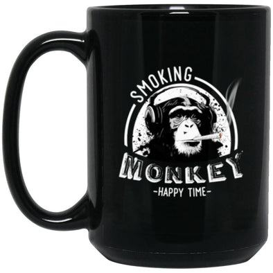 Smoking Monkey Black Mug 15oz (2-sided)