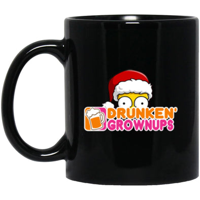 Drunken Grownups Christmas Black Mug 11oz (2-sided)