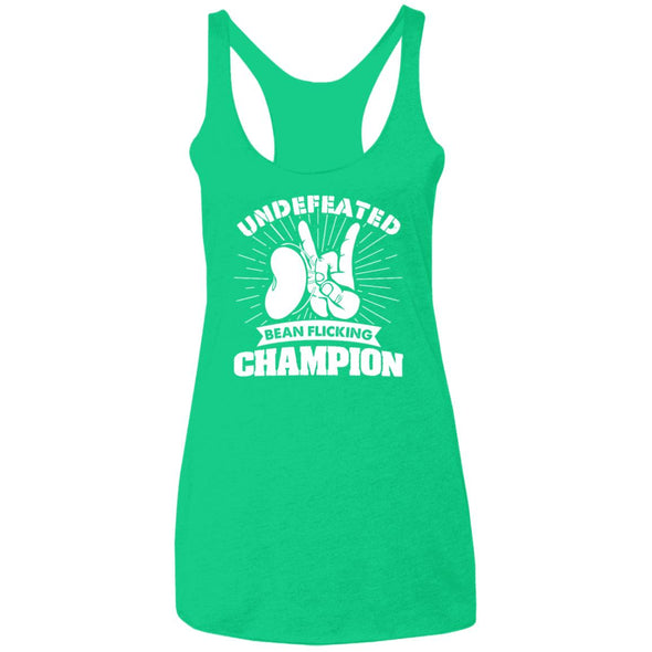 Undefeated Bean Flicking Champ Ladies Racerback Tank