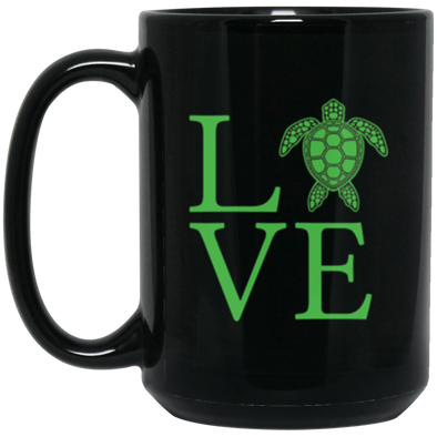 Sea Turtle Love Black Mug 15oz (2-sided)