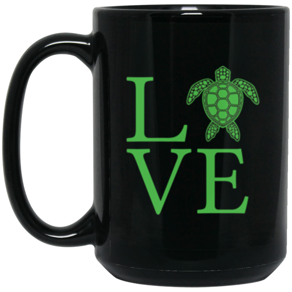 Sea Turtle Love Black Mug 15oz (2-sided)