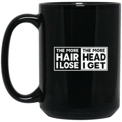 Less Hair, More Head Black Mug 15oz (2-sided)