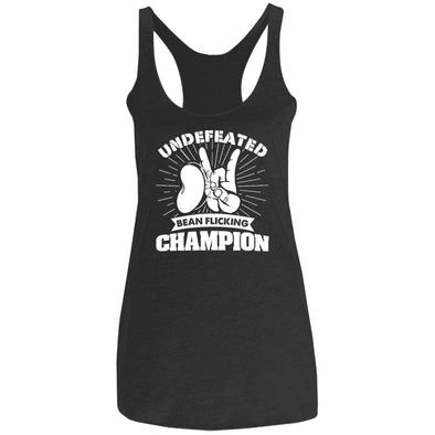 Undefeated Bean Flicking Champ Ladies Racerback Tank