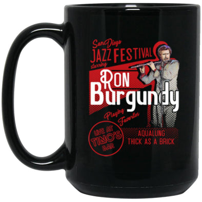 Ron Burgundy Live Black Mug 15oz (2-sided)