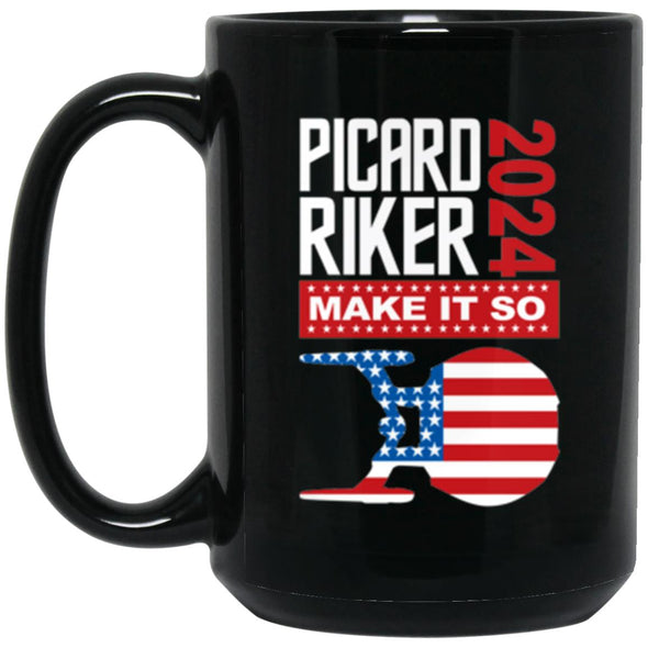 Picard Riker 2024 Black Mug 15oz (2-sided)