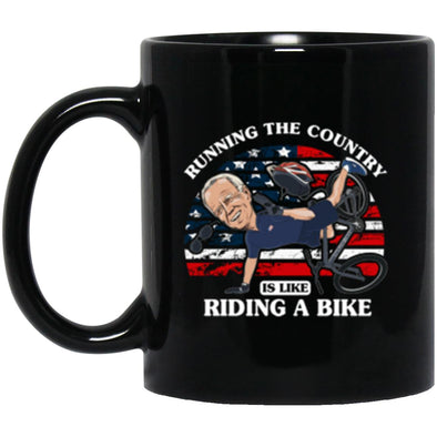 Biden Biking Black Mug 11oz (2-sided)