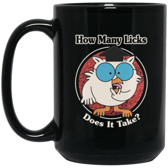 How Many Licks? Black Mug 15oz (2-sided)