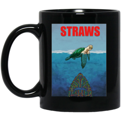 Straws Jaws Black Mug 11oz (2-sided)