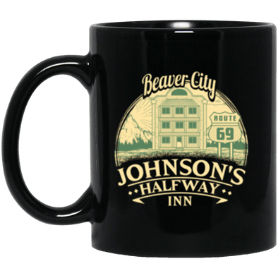 Johnson's Halfway Inn Black Mug 11oz (2-sided)