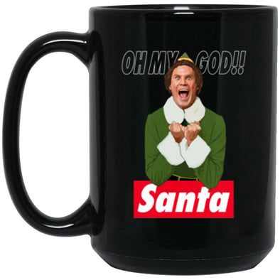 OMG Santa Black Mug 15oz (2-sided)
