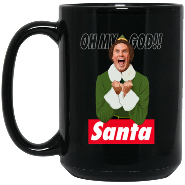 OMG Santa Black Mug 15oz (2-sided)