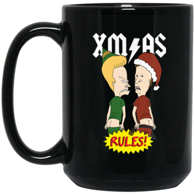 Christmas Rules! Black Mug 15oz (2-sided)