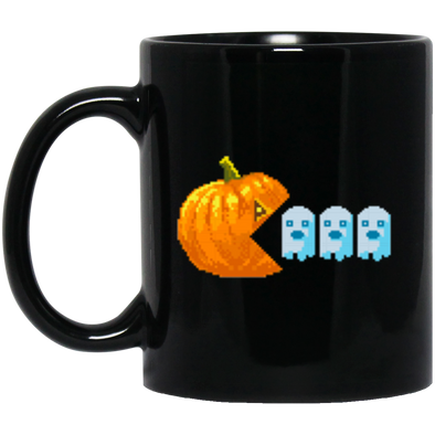 Pumpkin Pac Man Black Mug 11oz (2-sided)