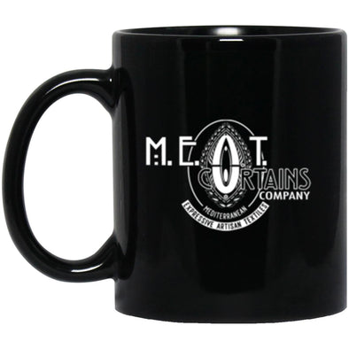M.E.A.T. Curtains Co. Black Mug 11oz (2-sided)