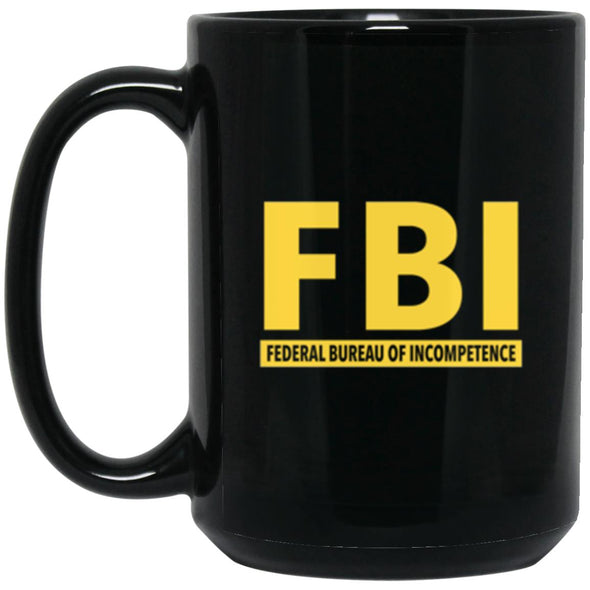 FBI Incompetence Black Mug 15oz (2-sided)