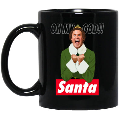 OMG Santa Black Mug 11oz (2-sided)
