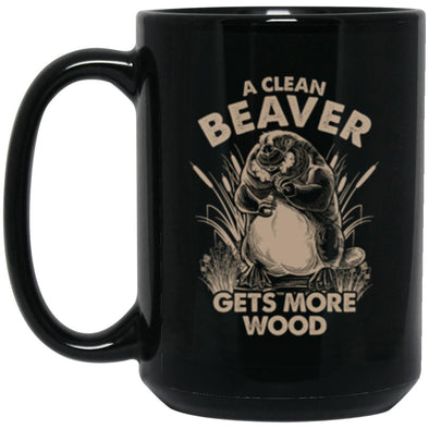 A Clean Beaver Black Mug 15oz (2-sided)
