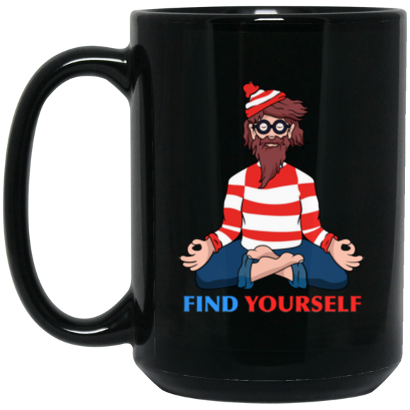 Find Yourself Black Mug 15oz (2-sided)