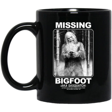 Missing Bigfoot Black Mug 11oz (2-sided)