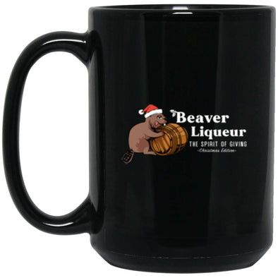 Beaver Liqueur Christmas Black Mug 15oz (2-sided)