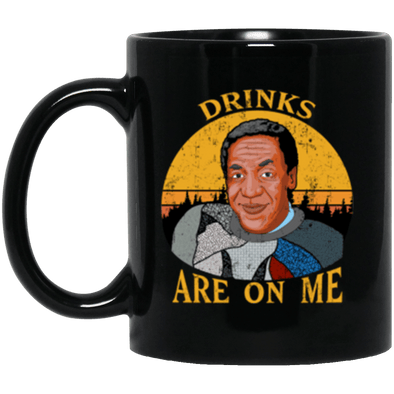 Drinks On Me Black Mug 11oz (2-sided)