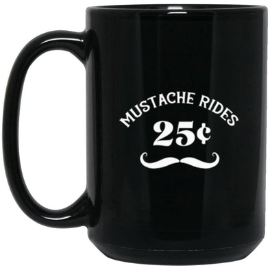 Mustache Rides Black Mug 15oz (2-sided)