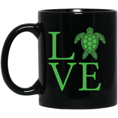 Sea Turtle Love Black Mug 11oz (2-sided)