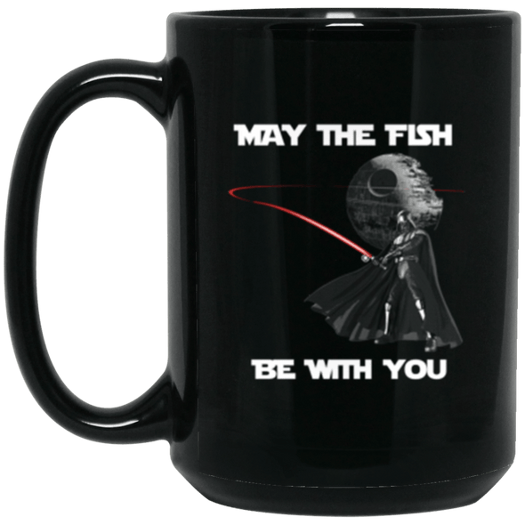 Fish Be With You Black Mug 15oz (2-sided)