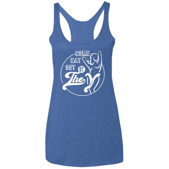 Eat Out At The Y Ladies Racerback Tank