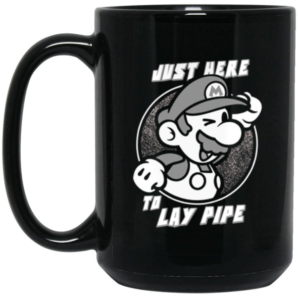 Mario Lay Pipe Black Mug 15oz (2-sided)